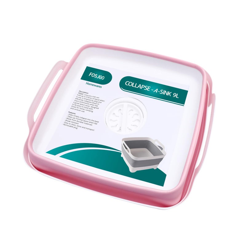 FOSJGO 2.4 Gal(9L) Collapsible Dish Basin with Drain Plug,Space Saving Multiuse Foldable Sink Tub,Dishpan,Kitchen Sink for Camping,Plastic Tub,Vegetable Washing,RVâ€¦ - Image 3